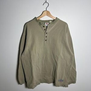 Levi's Henley Shirt Mens Large Green Long Sleeve Waffle Knit Cotton Pullover